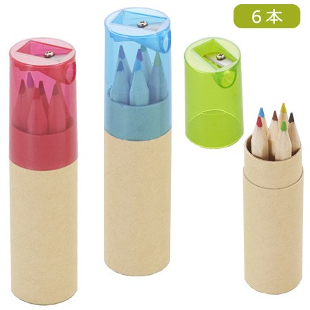 色えんぴつ6pcsシャープナー付きの画像