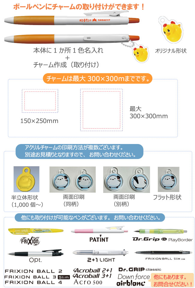 ジュース白軸ゲルボールペン0.5ｍｍ 1色+オリジナルチャーム代込み 縮小画像2